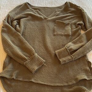 Olive Green Waffle Knit Sweater